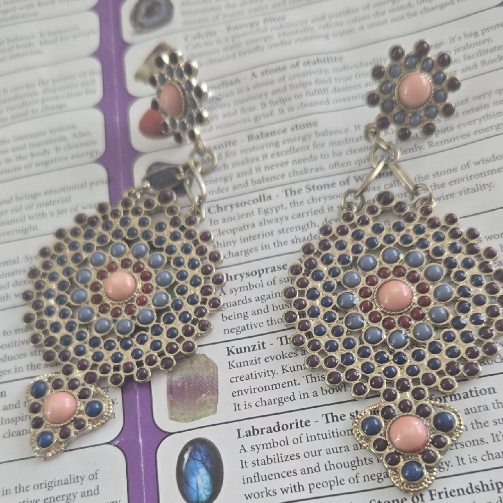 Chic Gold and Pink Dangle Earrings
